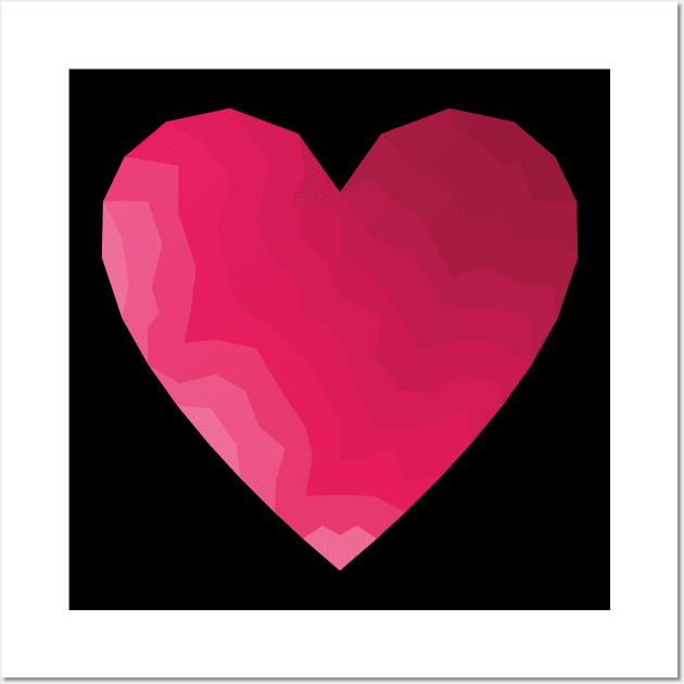 Polygonal heart with shades of pink and red Wall Art by RomArte